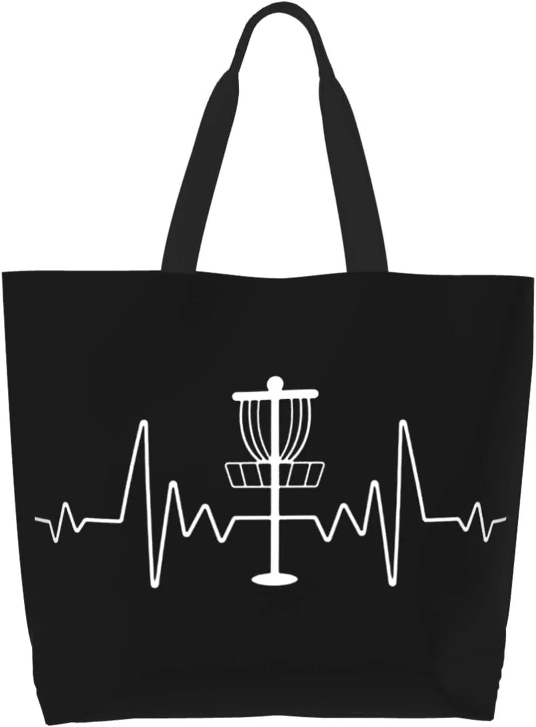 Heartbeat Disc Golf Women'S Lightweight Canvas Handbag Reusable Shopping Bag