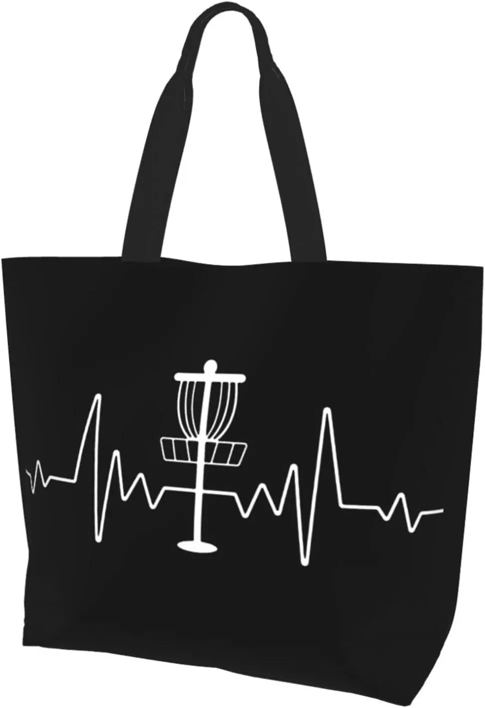 Heartbeat Disc Golf Women'S Lightweight Canvas Handbag Reusable Shopping Bag