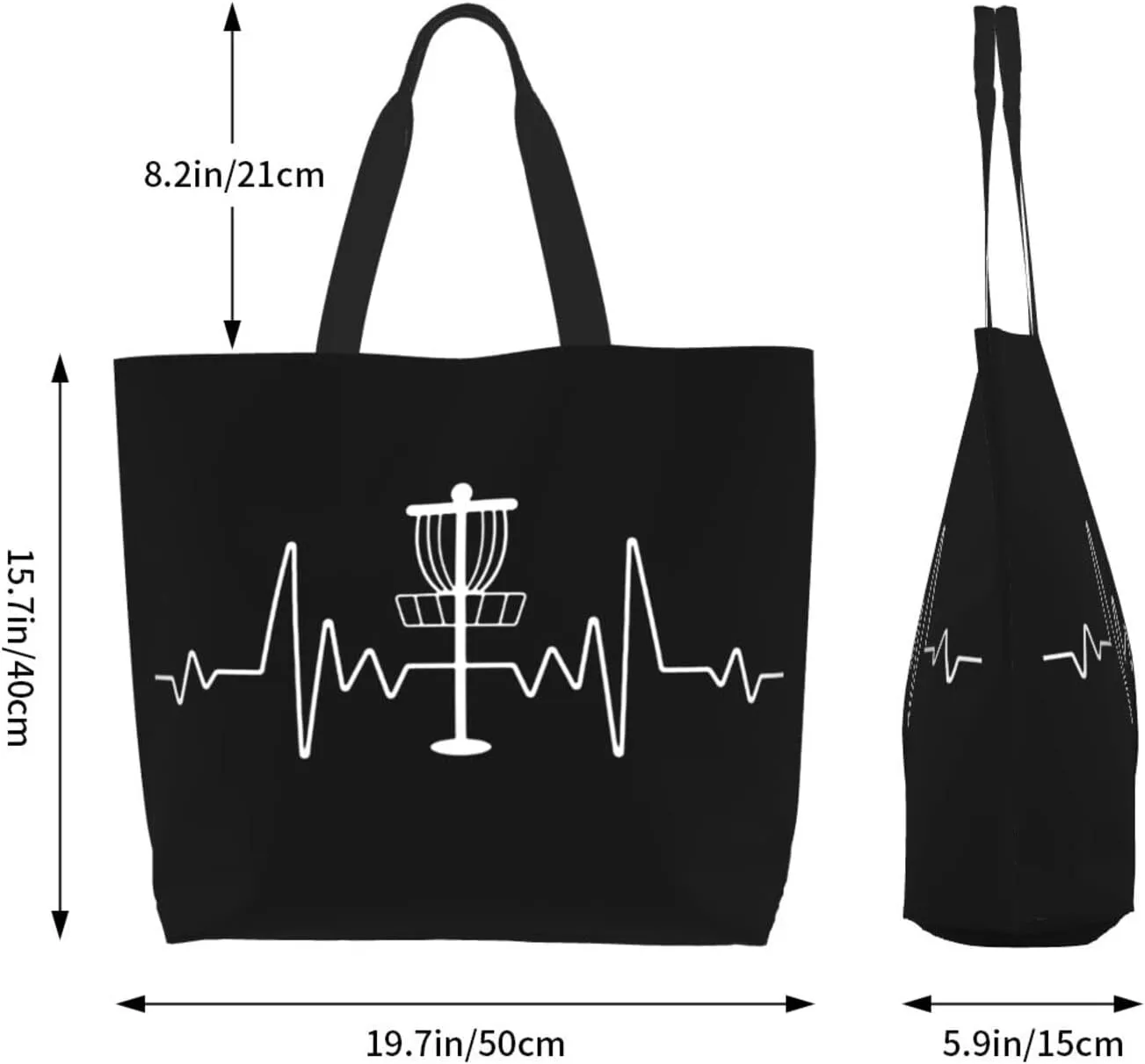Heartbeat Disc Golf Women'S Lightweight Canvas Handbag Reusable Shopping Bag