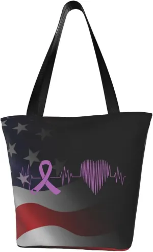 Heartbeat Purple Ribbon Leiomyosarcoma Fashion Shoulder Bag Large Capacity For Man Or Woman