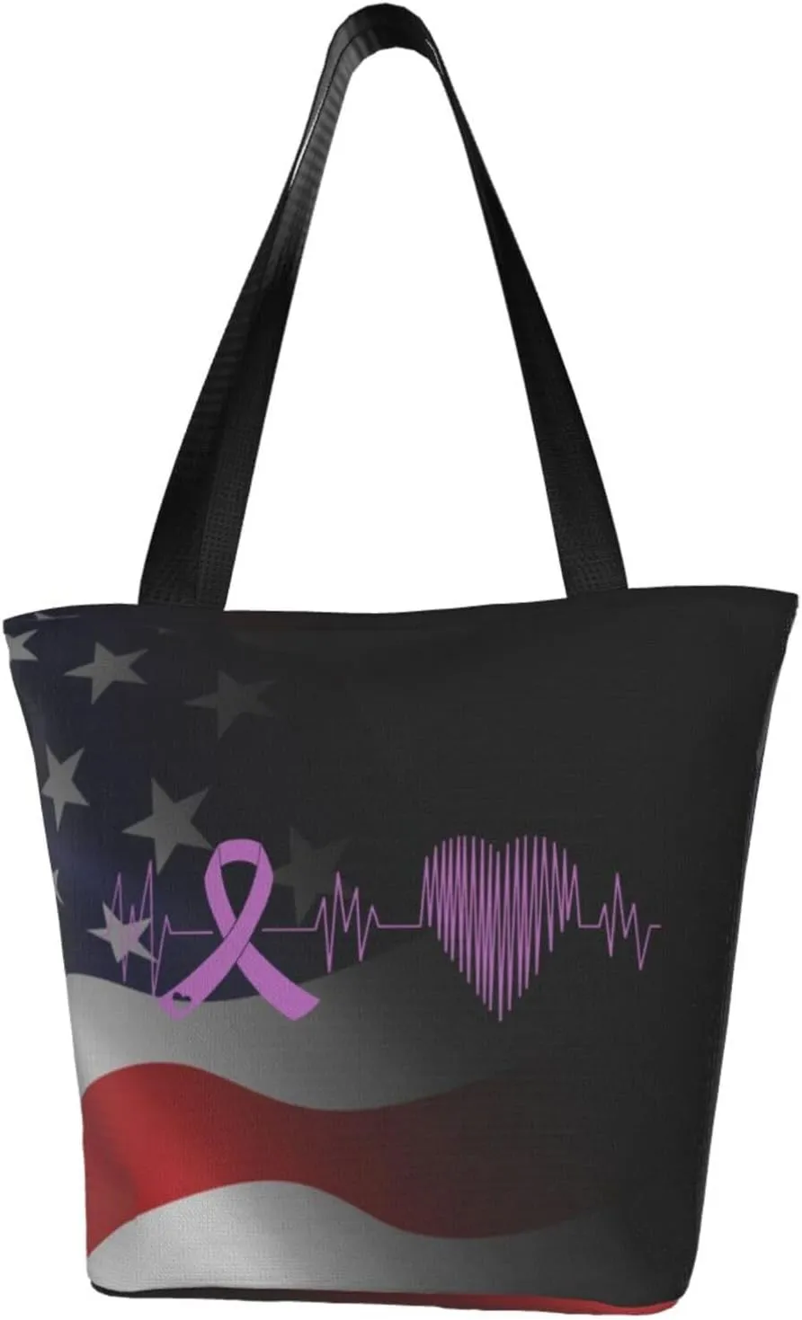 Heartbeat Purple Ribbon Leiomyosarcoma Fashion Shoulder Bag Large Capacity For Man Or Woman
