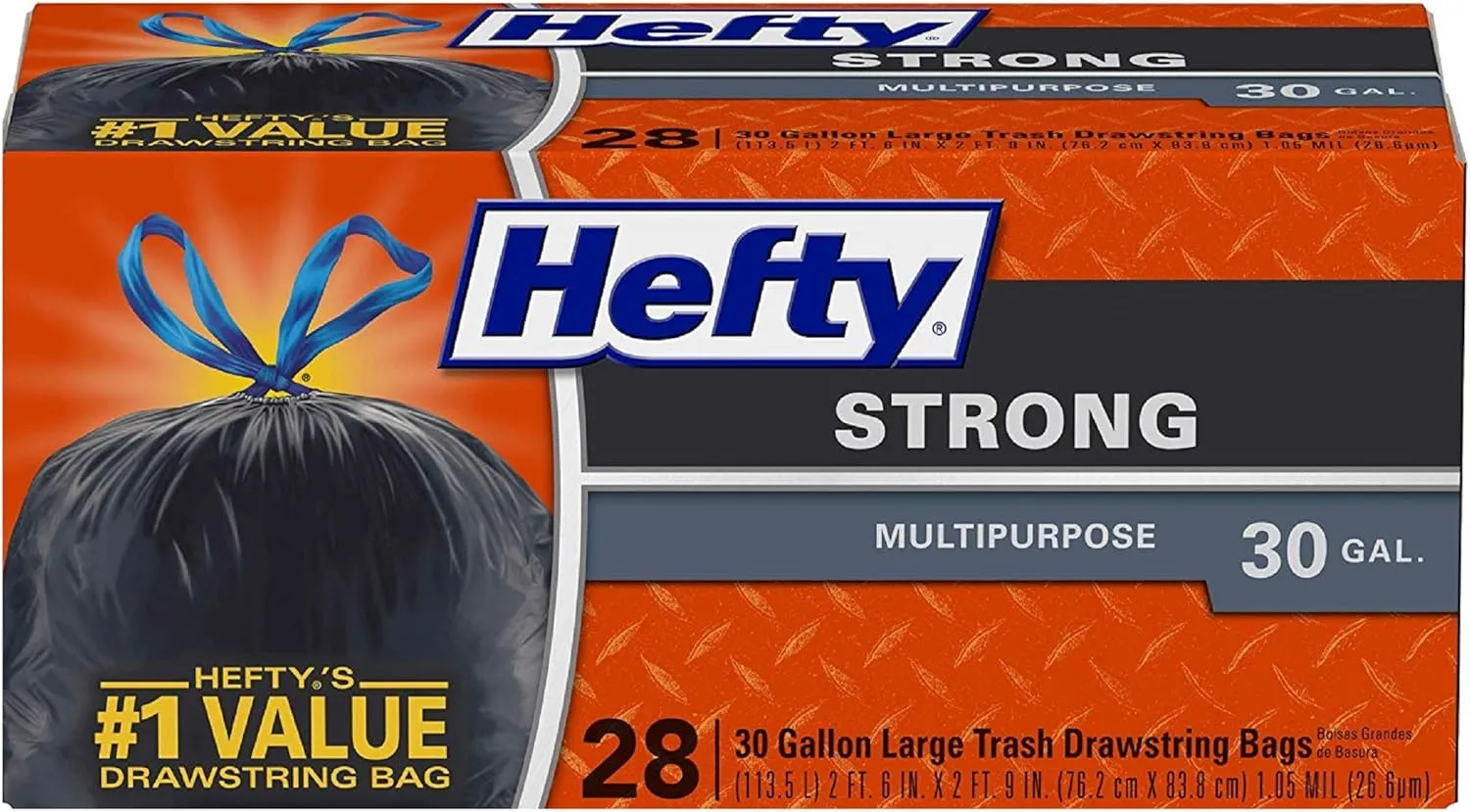 Hefty Strong Large Multipurpose Trash Bags -, 30 Gallon, 28 Count
