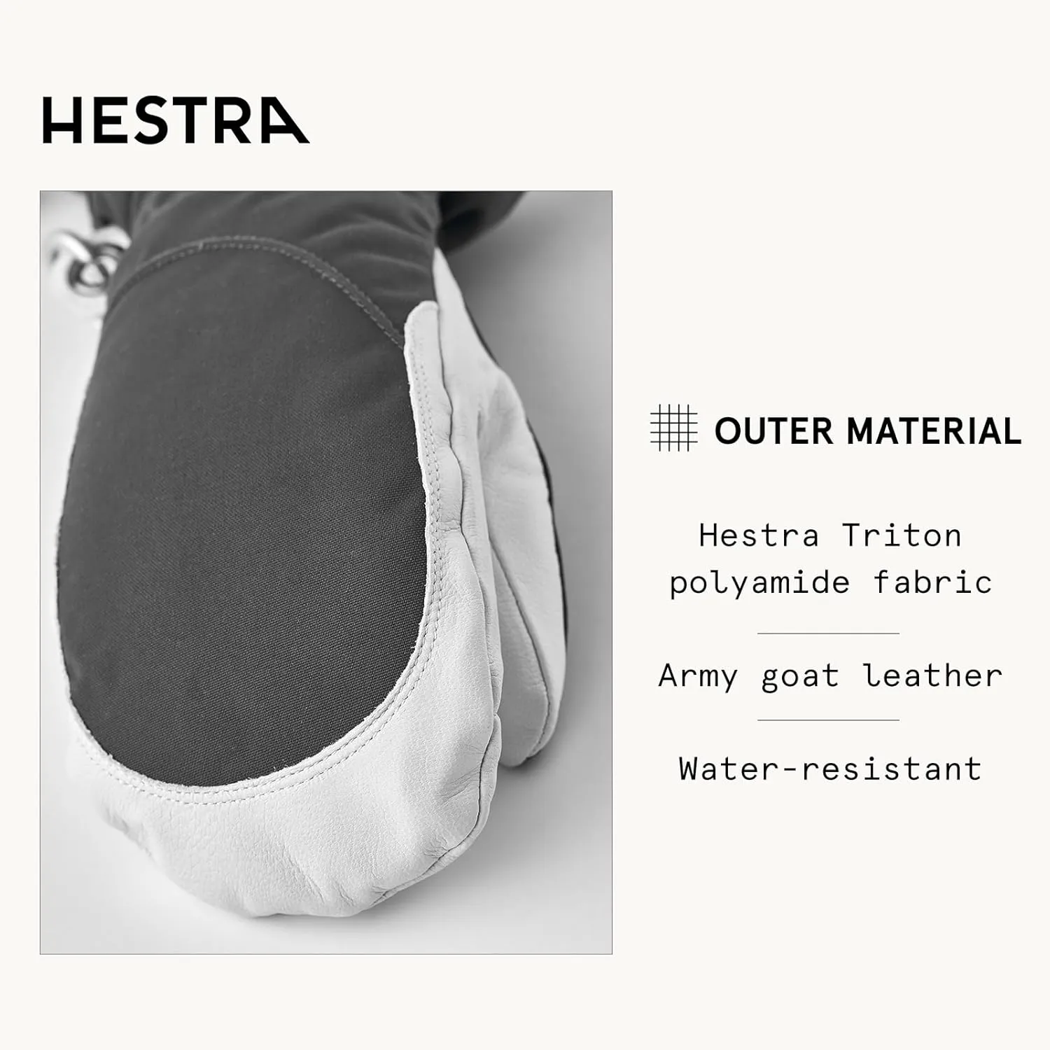 Hestra Women's Heli Ski Female Mitt, Leather Snow Mitten for Skiing, Snowboarding and Mountaineering