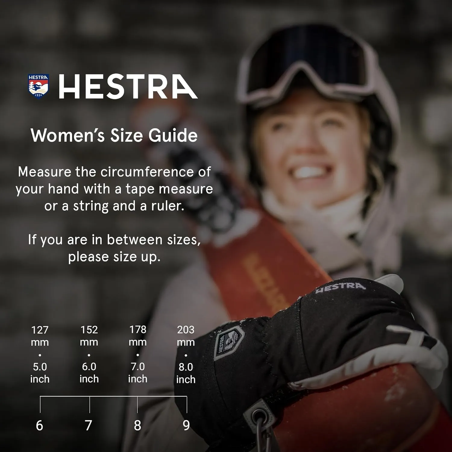 Hestra Women's Heli Ski Female Mitt, Leather Snow Mitten for Skiing, Snowboarding and Mountaineering