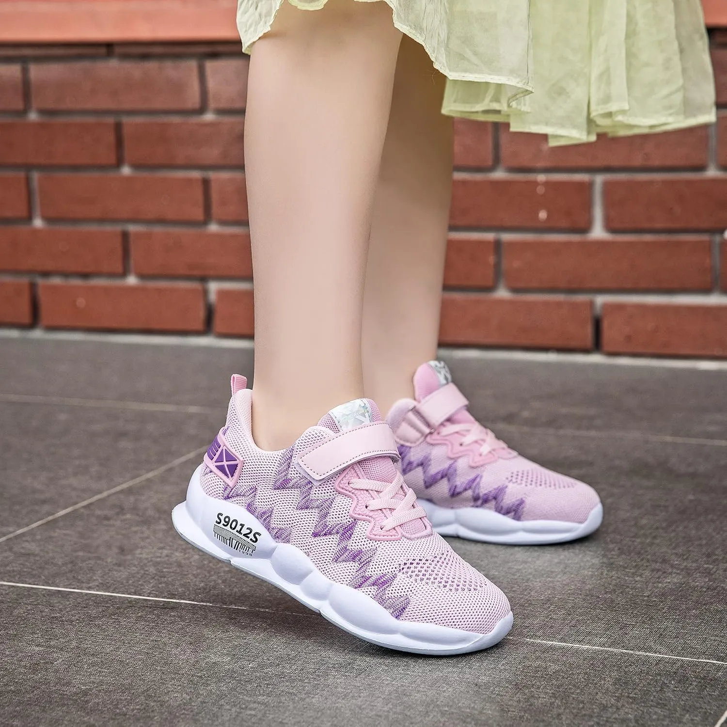 Hetios Kids Shoes Girls Lightweight Athletic Running Shoes Breathable Knit School Sports Shoes (Toddler/Little Kid/Big Kid)