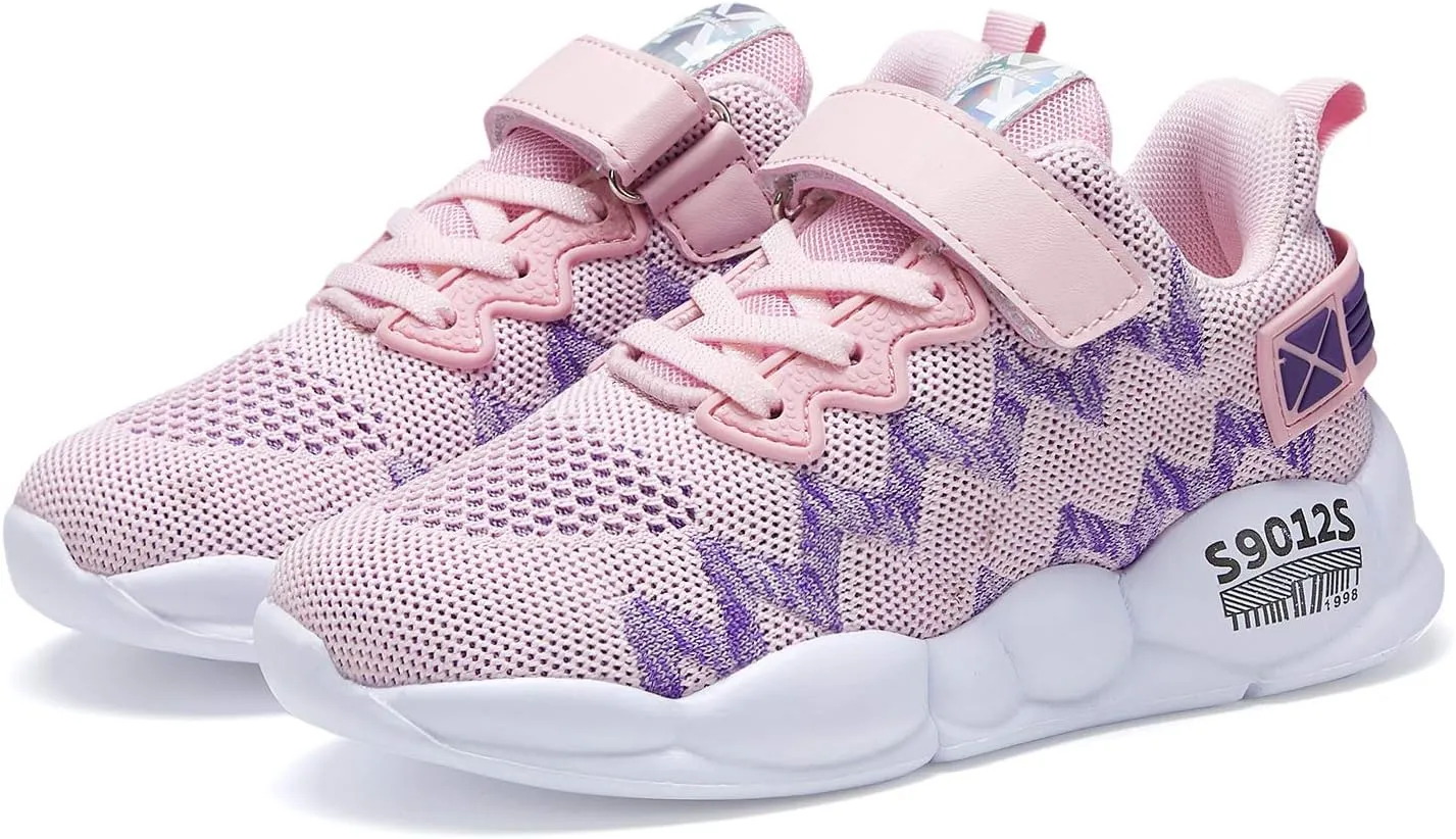 Hetios Kids Shoes Girls Lightweight Athletic Running Shoes Breathable Knit School Sports Shoes (Toddler/Little Kid/Big Kid)