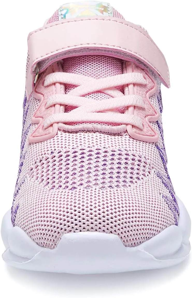 Hetios Kids Shoes Girls Lightweight Athletic Running Shoes Breathable Knit School Sports Shoes (Toddler/Little Kid/Big Kid)
