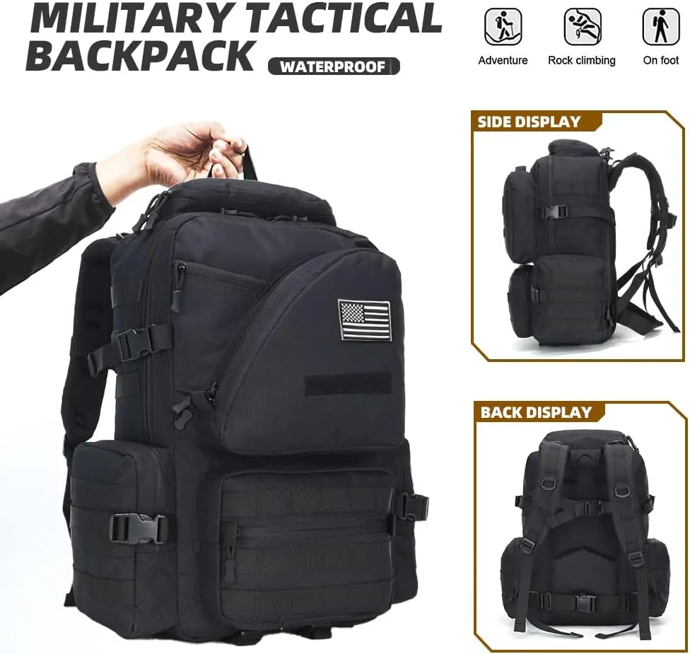 Hiking Trekking Rucksack Military Hiking Backpack 3 Day Molle Assault Pack Waterproof EDC Bag for Outdoor