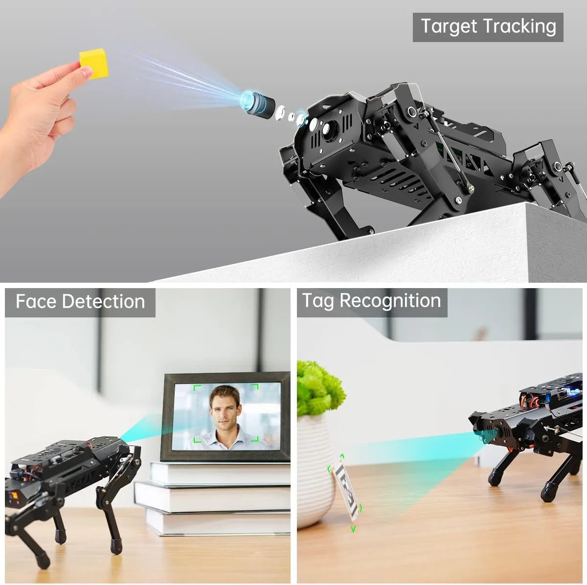 HIWONDER Quadruped Robot for RaspberryPi 5 ROS2 ROS1 Smart Robot Dog with AI Vision TOF Lidar SLAM Mapping and Navigation ROS Open Source Robotic Kit for Adults and Teens, PuppyPi Pro & RPi5 4GB
