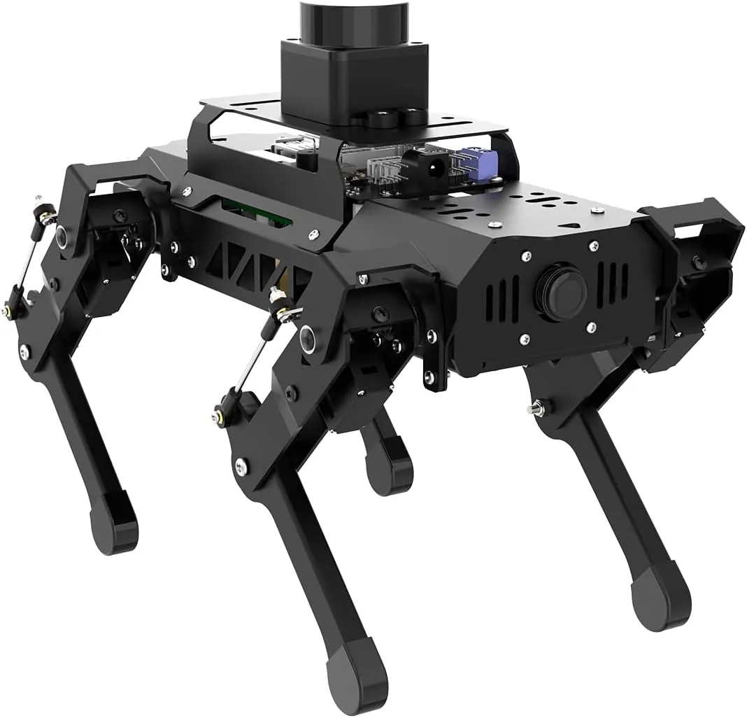 HIWONDER Quadruped Robot for RaspberryPi 5 ROS2 ROS1 Smart Robot Dog with AI Vision TOF Lidar SLAM Mapping and Navigation ROS Open Source Robotic Kit for Adults and Teens, PuppyPi Pro & RPi5 4GB