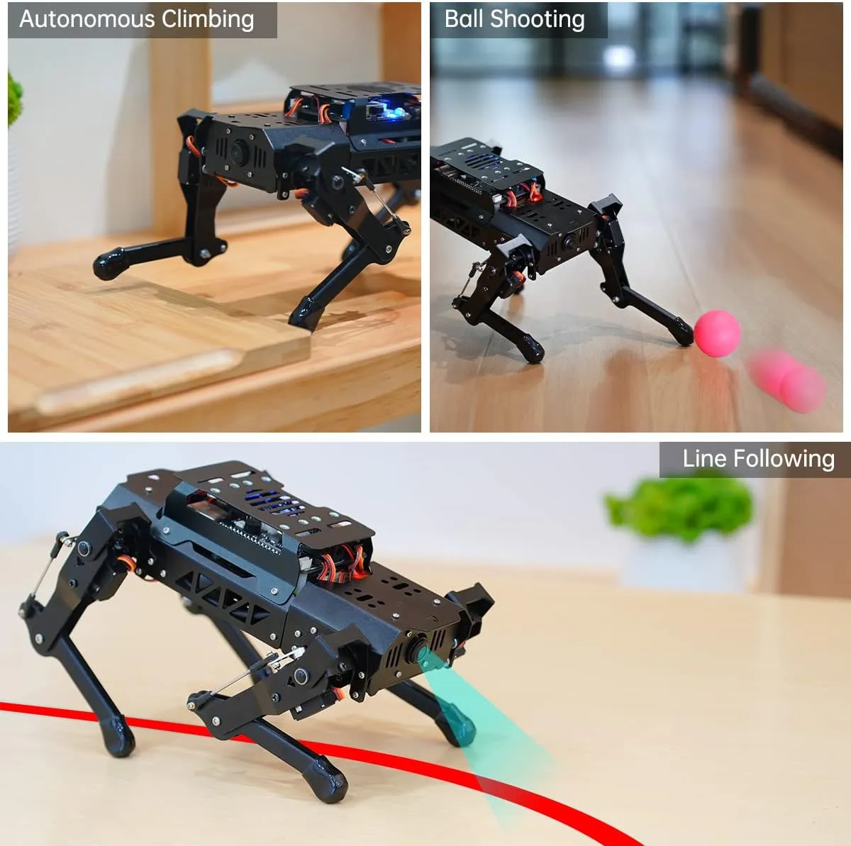 HIWONDER Quadruped Robot for RaspberryPi 5 ROS2 ROS1 Smart Robot Dog with AI Vision TOF Lidar SLAM Mapping and Navigation ROS Open Source Robotic Kit for Adults and Teens, PuppyPi Pro & RPi5 4GB
