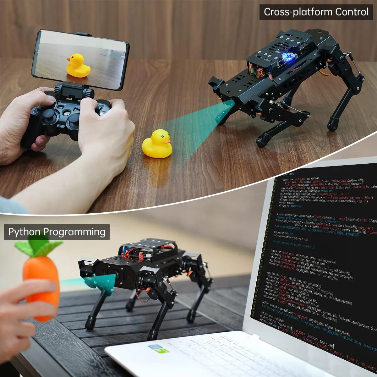 HIWONDER Quadruped Robot for RaspberryPi 5 ROS2 ROS1 Smart Robot Dog with AI Vision TOF Lidar SLAM Mapping and Navigation ROS Open Source Robotic Kit for Adults and Teens, PuppyPi Pro & RPi5 4GB