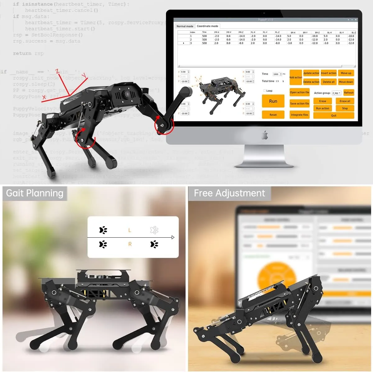 HIWONDER Quadruped Robot for RaspberryPi 5 ROS2 ROS1 Smart Robot Dog with AI Vision TOF Lidar SLAM Mapping and Navigation ROS Open Source Robotic Kit for Adults and Teens, PuppyPi Pro & RPi5 4GB