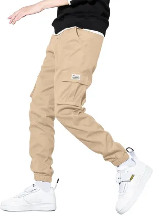 HOTake Men's Casual Cargo Pants Elastic Waist Drawstring Tapered Pants for Men Joggers Hiking Pants with Multi Pockets