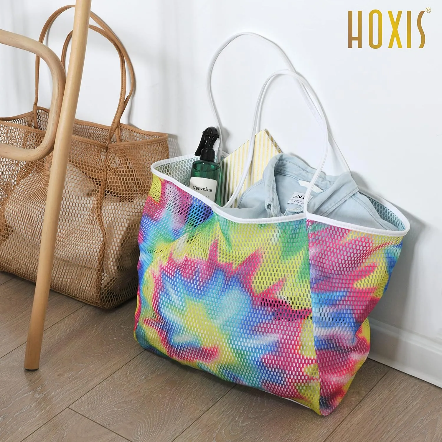 HOXIS Mesh Beach Tote Womens Shoulder Handbag