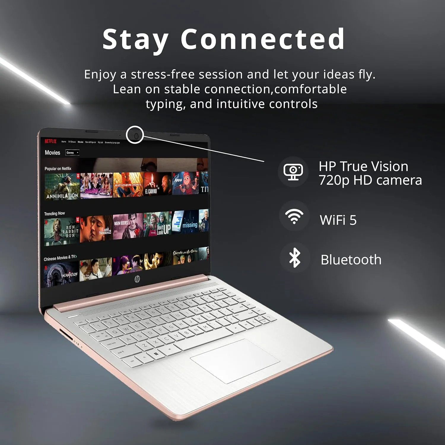 HP Stream 14" HD BrightView Laptop, Intel Celeron N4120, 4GB RAM, 64GB SSD, Intel HD Graphics, 720p Webcam, 1 Year Office 365, Gold, Win 11 S, 32GB Hotface USB Card
