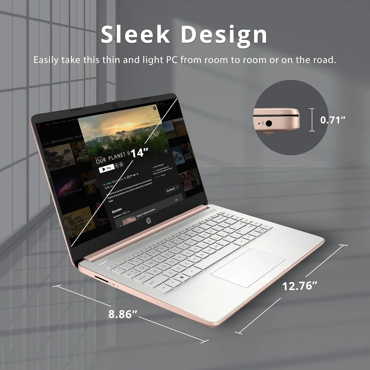 HP Stream 14" HD BrightView Laptop, Intel Celeron N4120, 4GB RAM, 64GB SSD, Intel HD Graphics, 720p Webcam, 1 Year Office 365, Gold, Win 11 S, 32GB Hotface USB Card