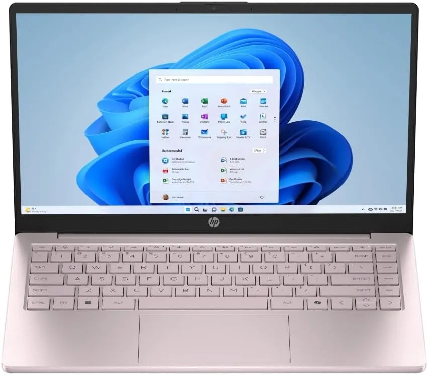 HP Student Laptop, Intel Processor N150(up to 3.6 GHz), 14 Inch LED Screen,16G RAM, 128GB Storange,One Year Office 365, Windows 11 Home,w/YYY Bundle,Pink
