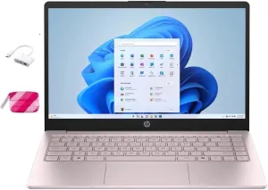 HP Student Laptop, Intel Processor N150(up to 3.6 GHz), 14 Inch LED Screen,16G RAM, 128GB Storange,One Year Office 365, Windows 11 Home,w/YYY Bundle,Pink