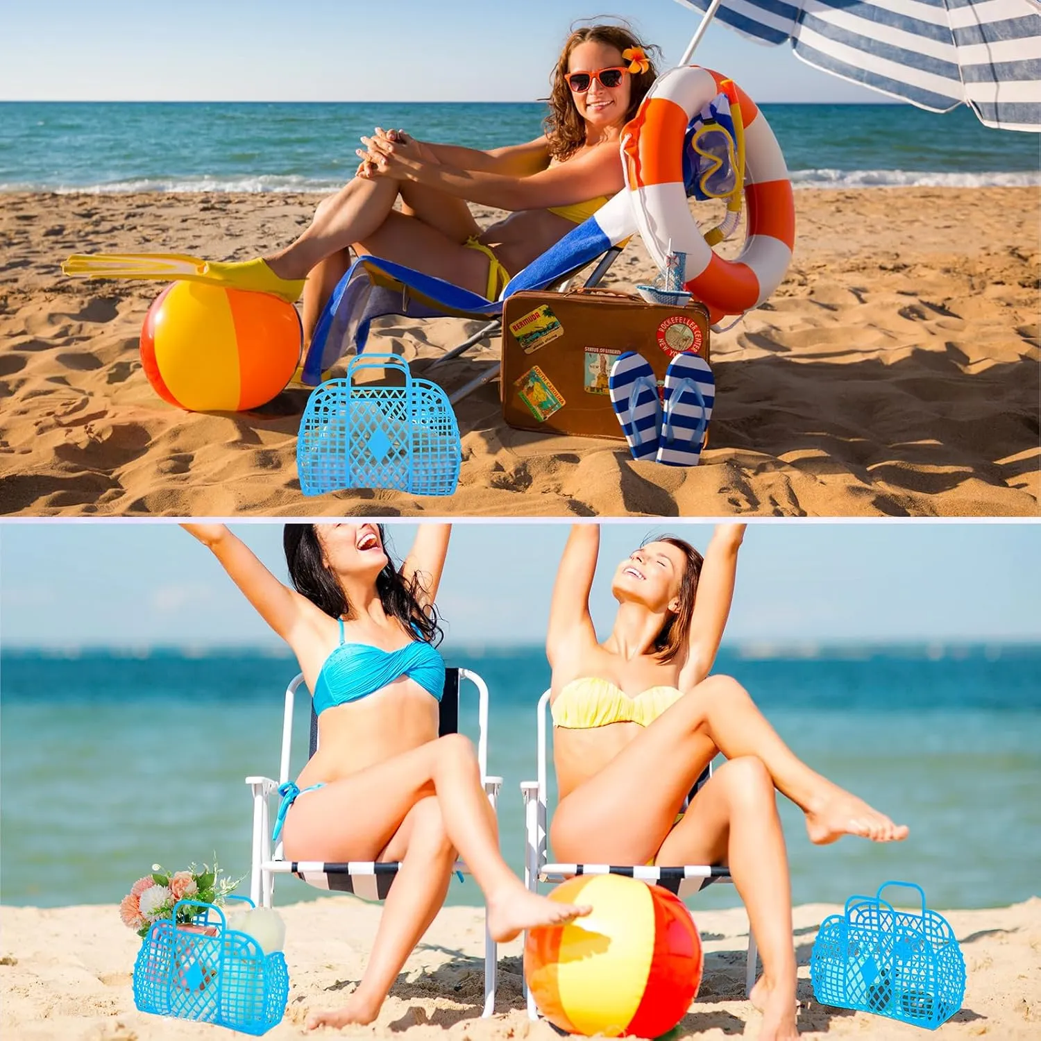Hsei 16 Pcs Girls Jelly Purse Bags Easter Basket Reusable Jelly Beach Bag Plastic Beach Tote Gift Basket for Kid Girl