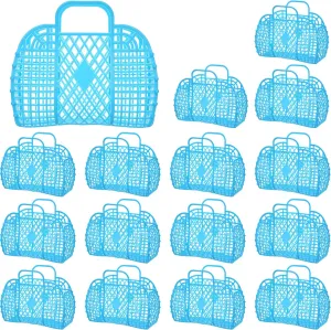 Hsei 16 Pcs Girls Jelly Purse Bags Easter Basket Reusable Jelly Beach Bag Plastic Beach Tote Gift Basket for Kid Girl