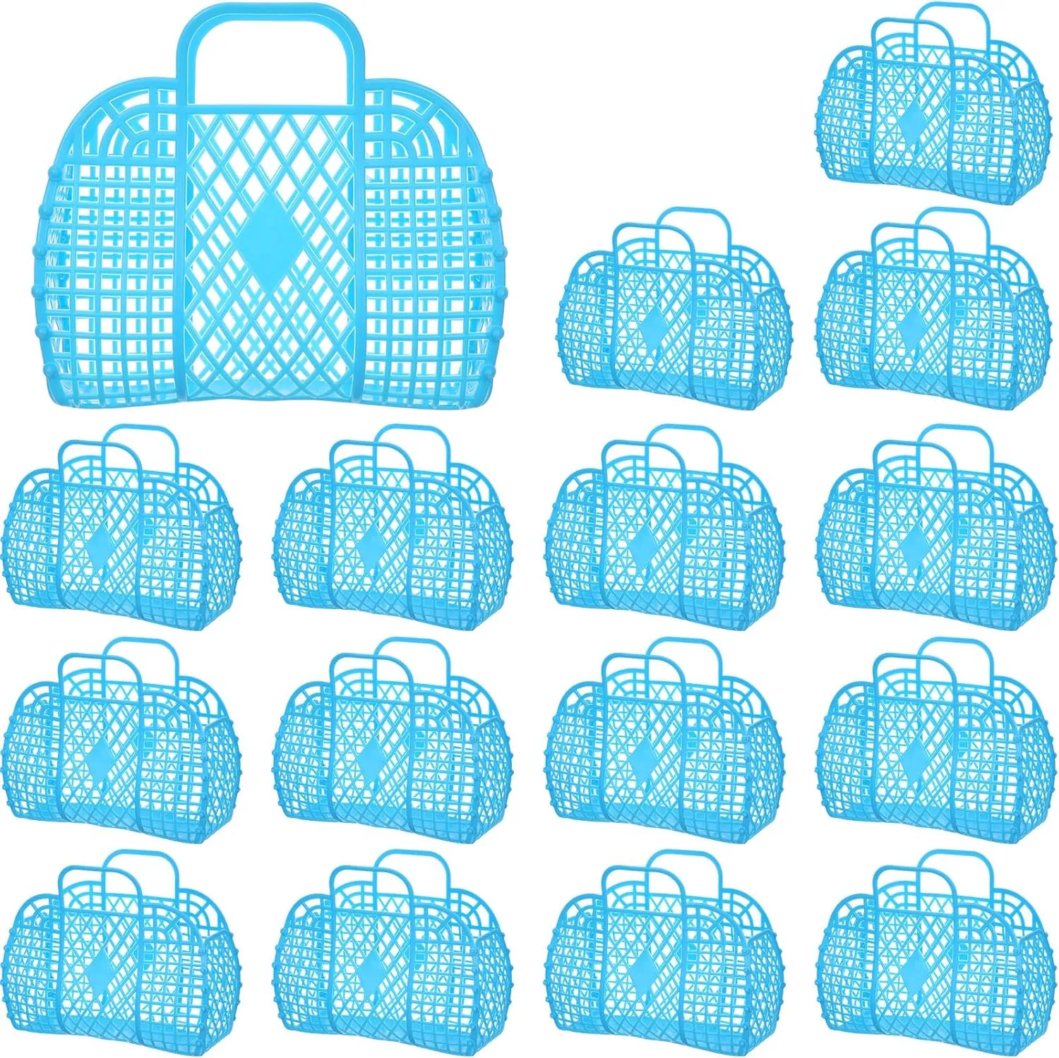 Hsei 16 Pcs Girls Jelly Purse Bags Easter Basket Reusable Jelly Beach Bag Plastic Beach Tote Gift Basket for Kid Girl