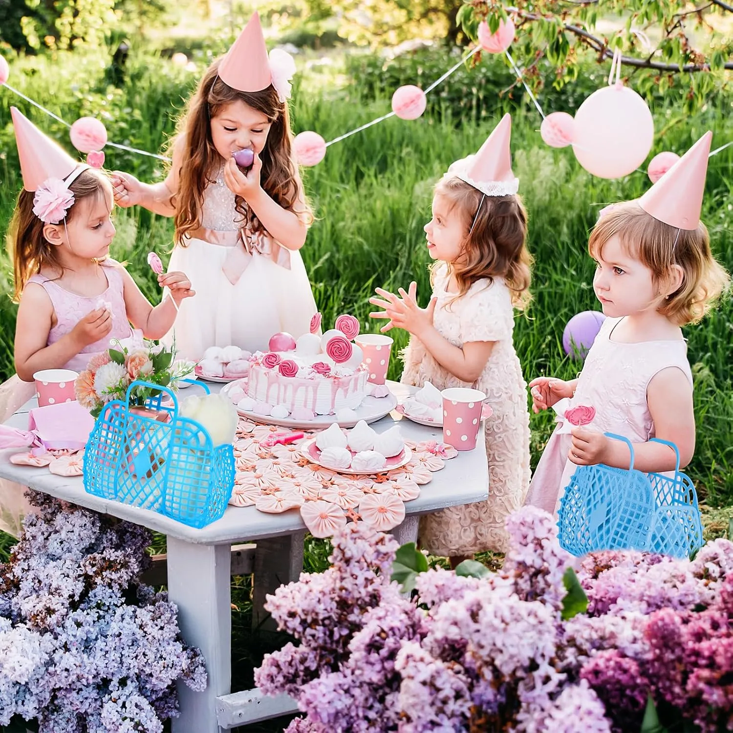 Hsei 16 Pcs Girls Jelly Purse Bags Easter Basket Reusable Jelly Beach Bag Plastic Beach Tote Gift Basket for Kid Girl
