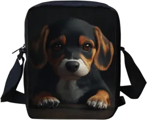 HUGS IDEA Beagle Small Messenger Bag for Women Crossbody Wallet Lightweight Sling Phone Bag Cell Phone Purse Shoulder Handbag Satchel Travel Pouch Gym Sport Bag