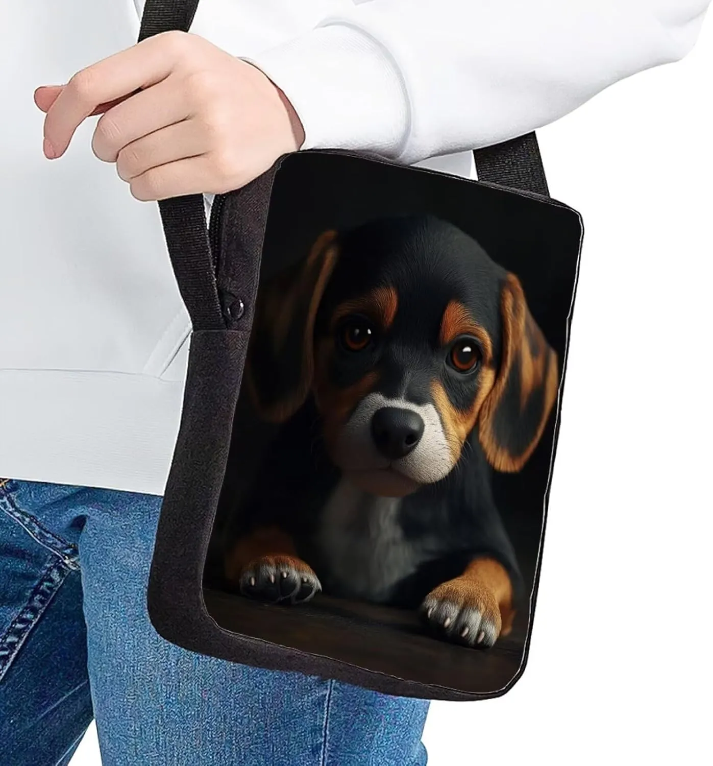HUGS IDEA Beagle Small Messenger Bag for Women Crossbody Wallet Lightweight Sling Phone Bag Cell Phone Purse Shoulder Handbag Satchel Travel Pouch Gym Sport Bag