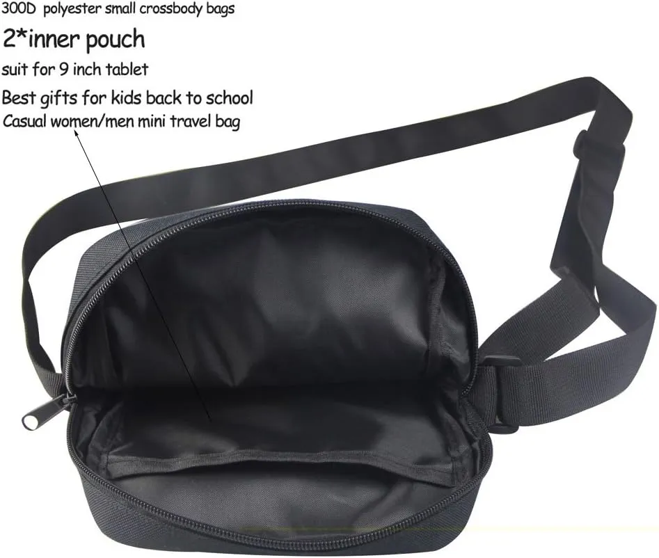 HUGS IDEA Christmas Crossbody Bag for Women Black Cat Mini Messenger Bag Cute Crossbody Shoulder Bag for Women Men Small Sling Bag Mini Cell Phone Purse Zipper Wallet