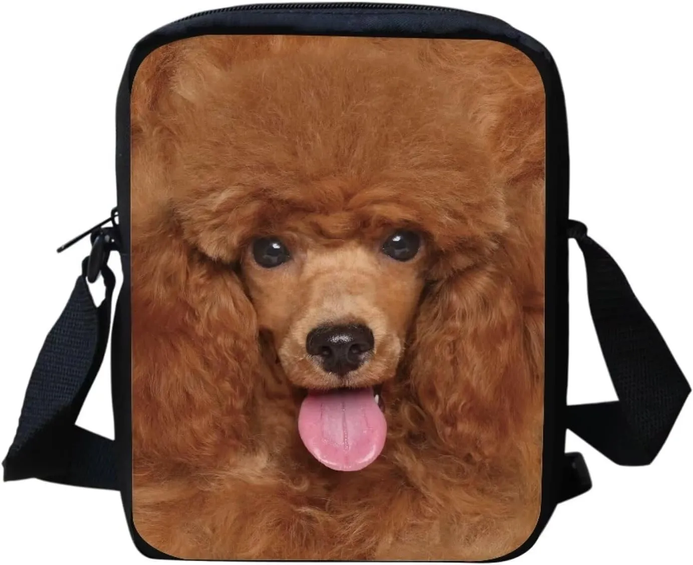 HUGS IDEA Poodle Dog Small Messenger Bag for Women Crossbody Wallet Lightweight Sling Phone Bag Cell Phone Purse Shoulder Handbag Satchel Travel Pouch Gym Sport Bag
