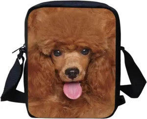 HUGS IDEA Poodle Dog Small Messenger Bag for Women Crossbody Wallet Lightweight Sling Phone Bag Cell Phone Purse Shoulder Handbag Satchel Travel Pouch Gym Sport Bag