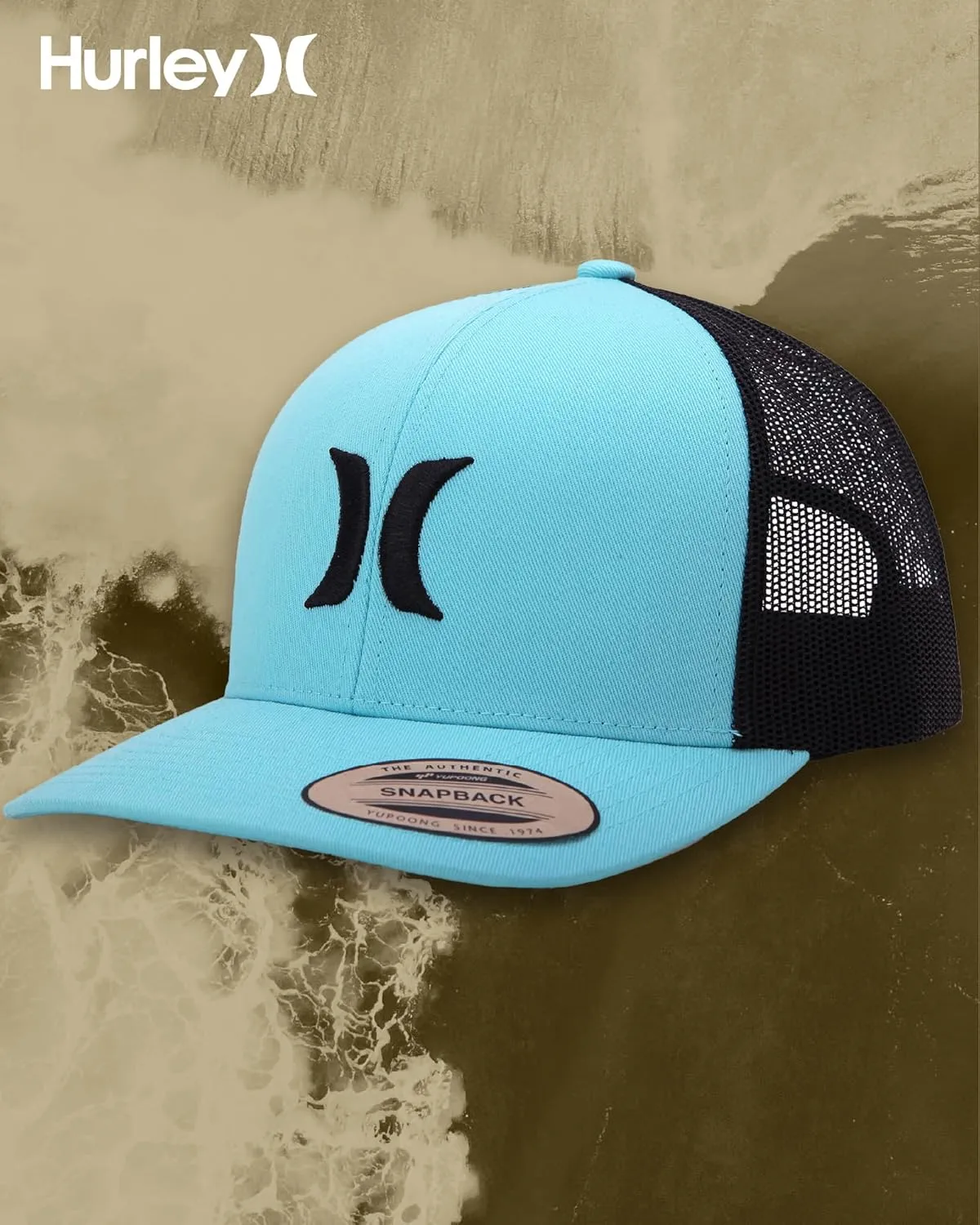 Hurley Men's Caps - Del Mar Mesh Panel Baseball Cap Trucker Hat - Snap Back Hats for Men