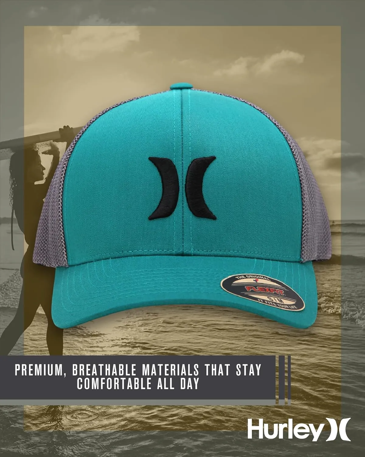 Hurley Men's Hat - Laguna Icon Mesh Fitted Trucker Cap
