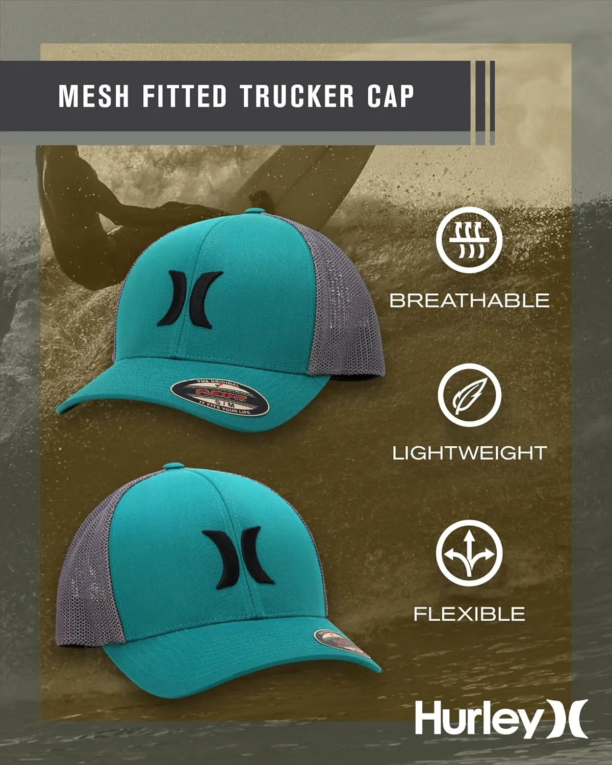 Hurley Men's Hat - Laguna Icon Mesh Fitted Trucker Cap