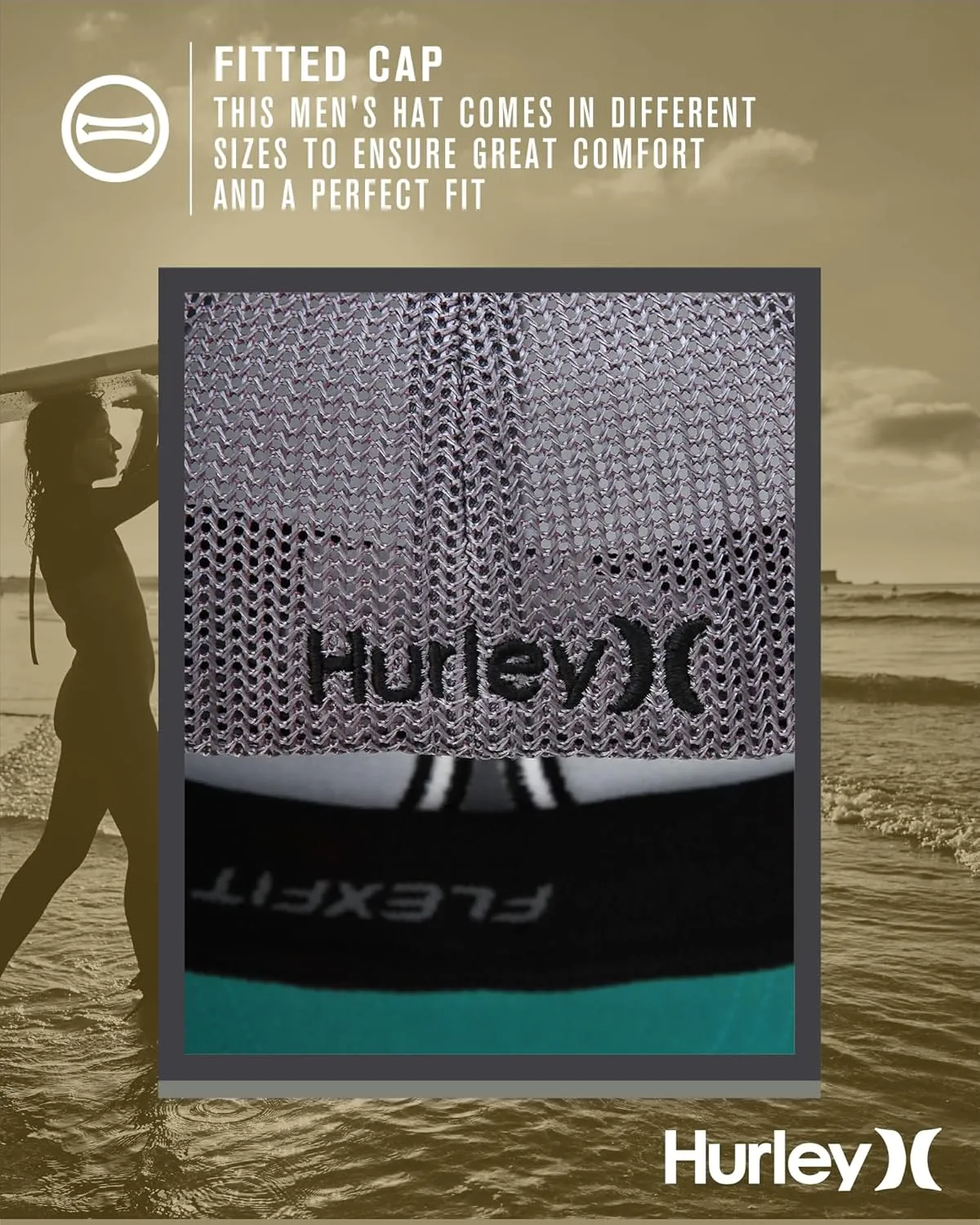 Hurley Men's Hat - Laguna Icon Mesh Fitted Trucker Cap
