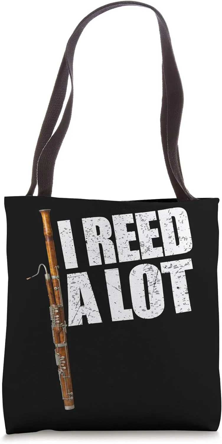 I Reed A Lot, Reeds Pun Funny Bassoon Player Gift Tote Bag