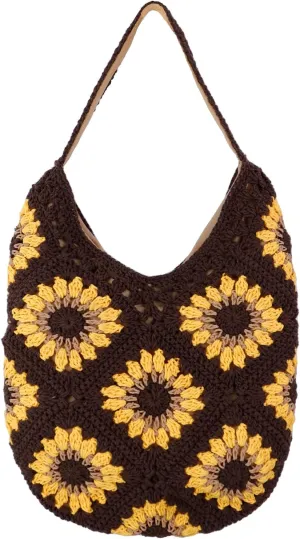 IBEE Crochet Beach Tote Bag for Women Summer Knitted Shoulder Bag Cute Beach Bag Mesh Tote Bag for Vocation