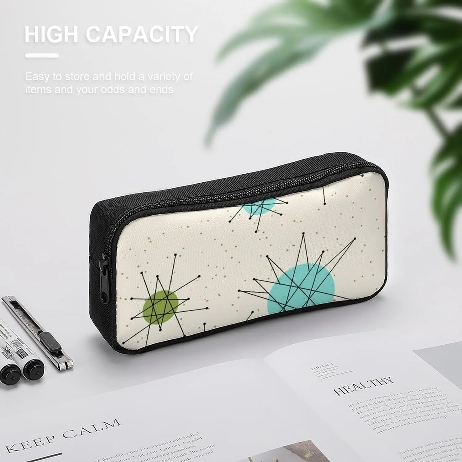 Iconic Atomic Starbursts Portable And Cute Large Capacity Stationery Bag