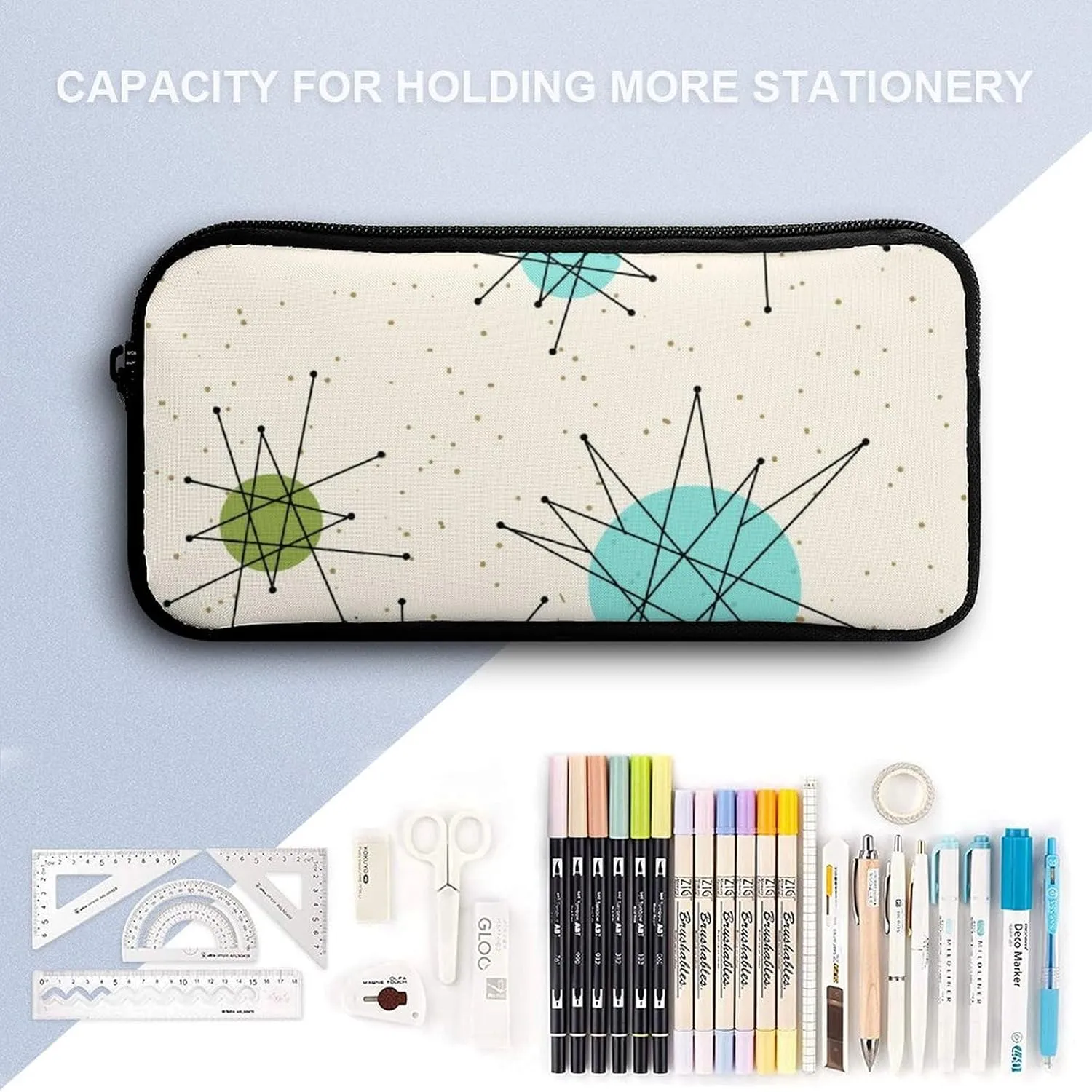 Iconic Atomic Starbursts Portable And Cute Large Capacity Stationery Bag