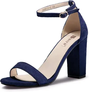 IDIFU Women's IN4 Cookie-HI Chunky High Heel Sandals Open Toe Ankle Strap Wedding Bridal Prom Dress Shoes For Women Bride Bridesmaid
