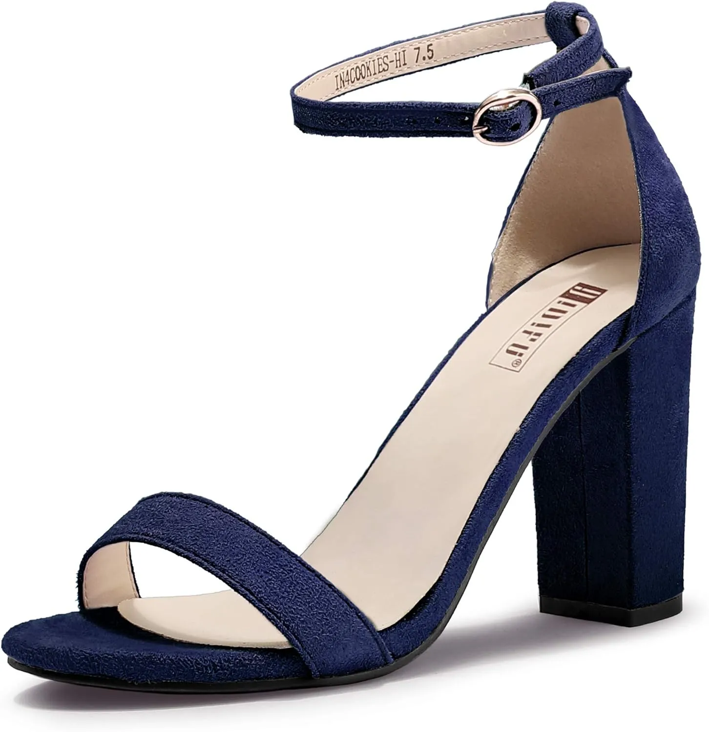 IDIFU Women's IN4 Cookie-HI Chunky High Heel Sandals Open Toe Ankle Strap Wedding Bridal Prom Dress Shoes For Women Bride Bridesmaid