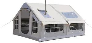 Inflatable Tent with Pump, 6-8 Person Camping Blow Up Tent with Stove Jack, 4 Season Windproof Large Air Tent, Outdoor Family Inflatable Tent House