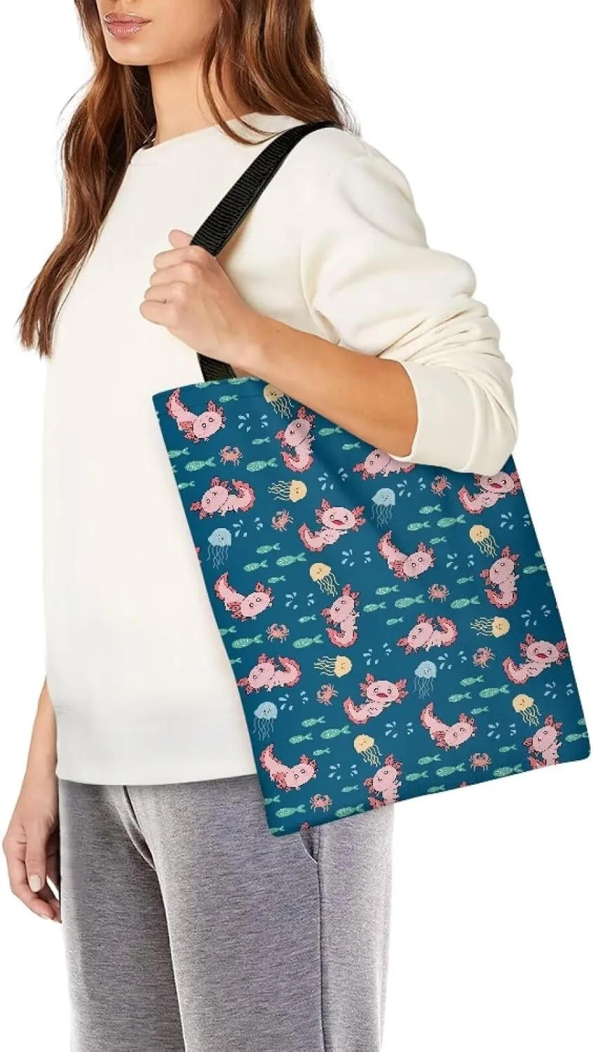 INSTANTARTS Cute Cartoon Chicken Cat Heavy Duty Gusseted Canvas Shoulder Handbag Reusable Linen Tote