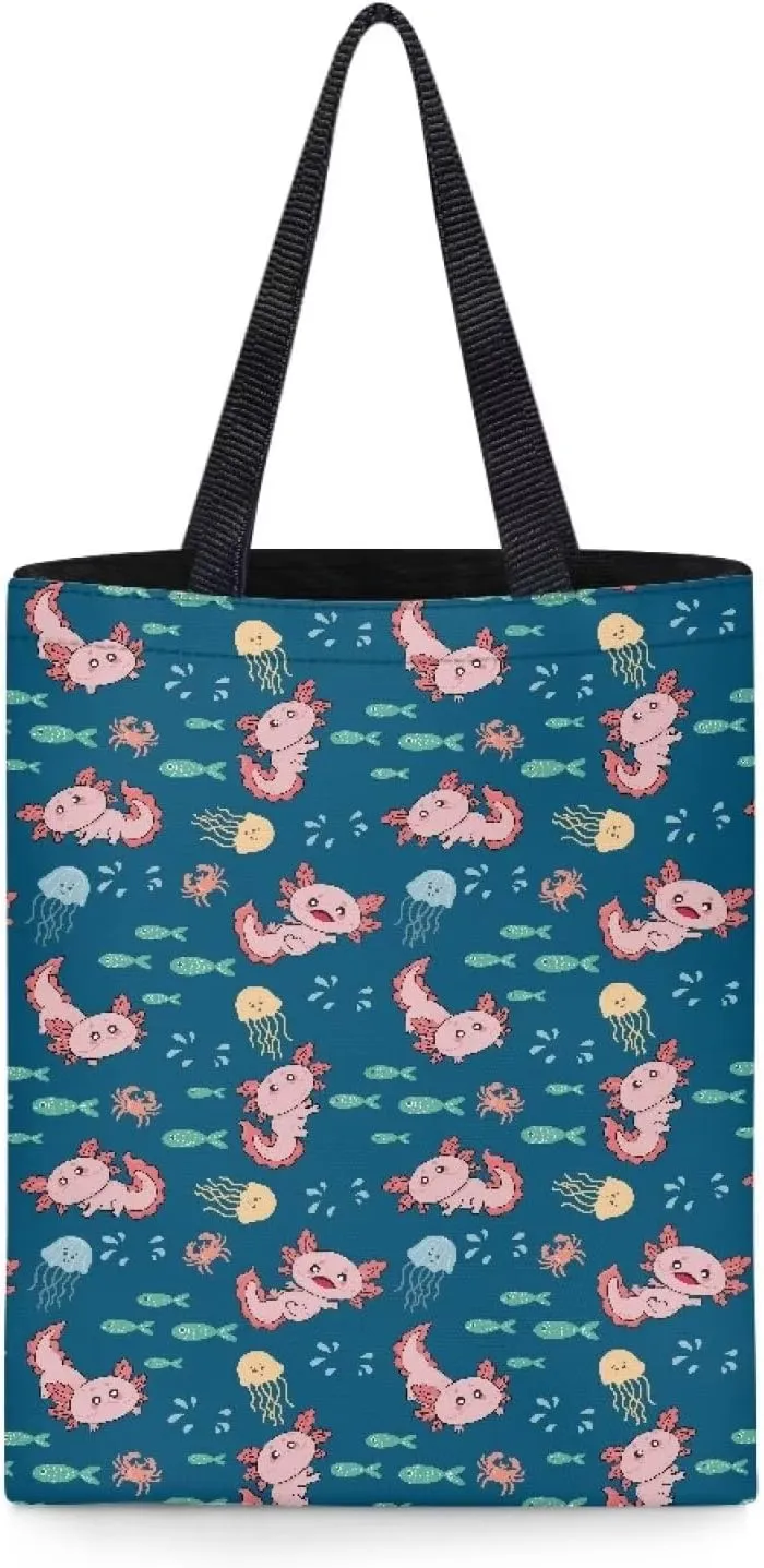 INSTANTARTS Cute Cartoon Chicken Cat Heavy Duty Gusseted Canvas Shoulder Handbag Reusable Linen Tote