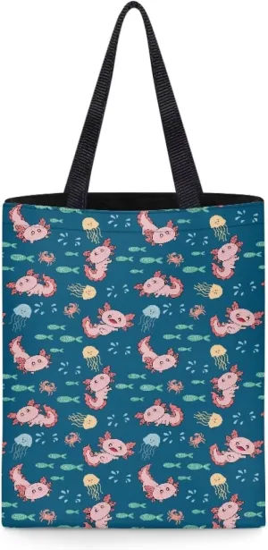INSTANTARTS Cute Cartoon Chicken Cat Heavy Duty Gusseted Canvas Shoulder Handbag Reusable Linen Tote