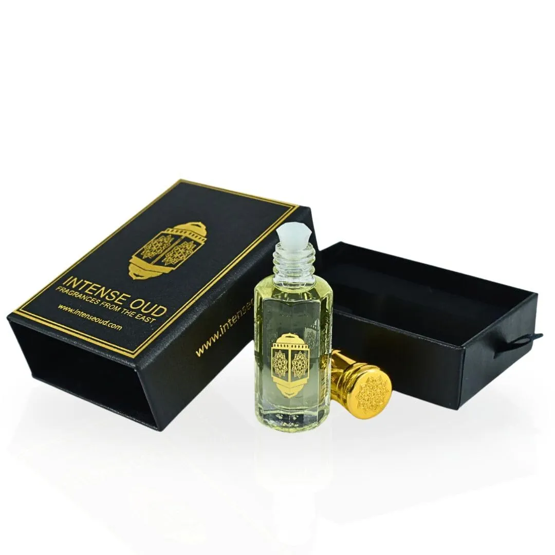 INTENSE OUD Dark Amber Long Lasting Arabian Perfume Oils for Women 12ML (0.40 OZ) Fragrance Oil with Floral Jasmine, Warm Amber & Creamy Vanilla Notes, Concentrated Perfume Oil in Black Gift Box