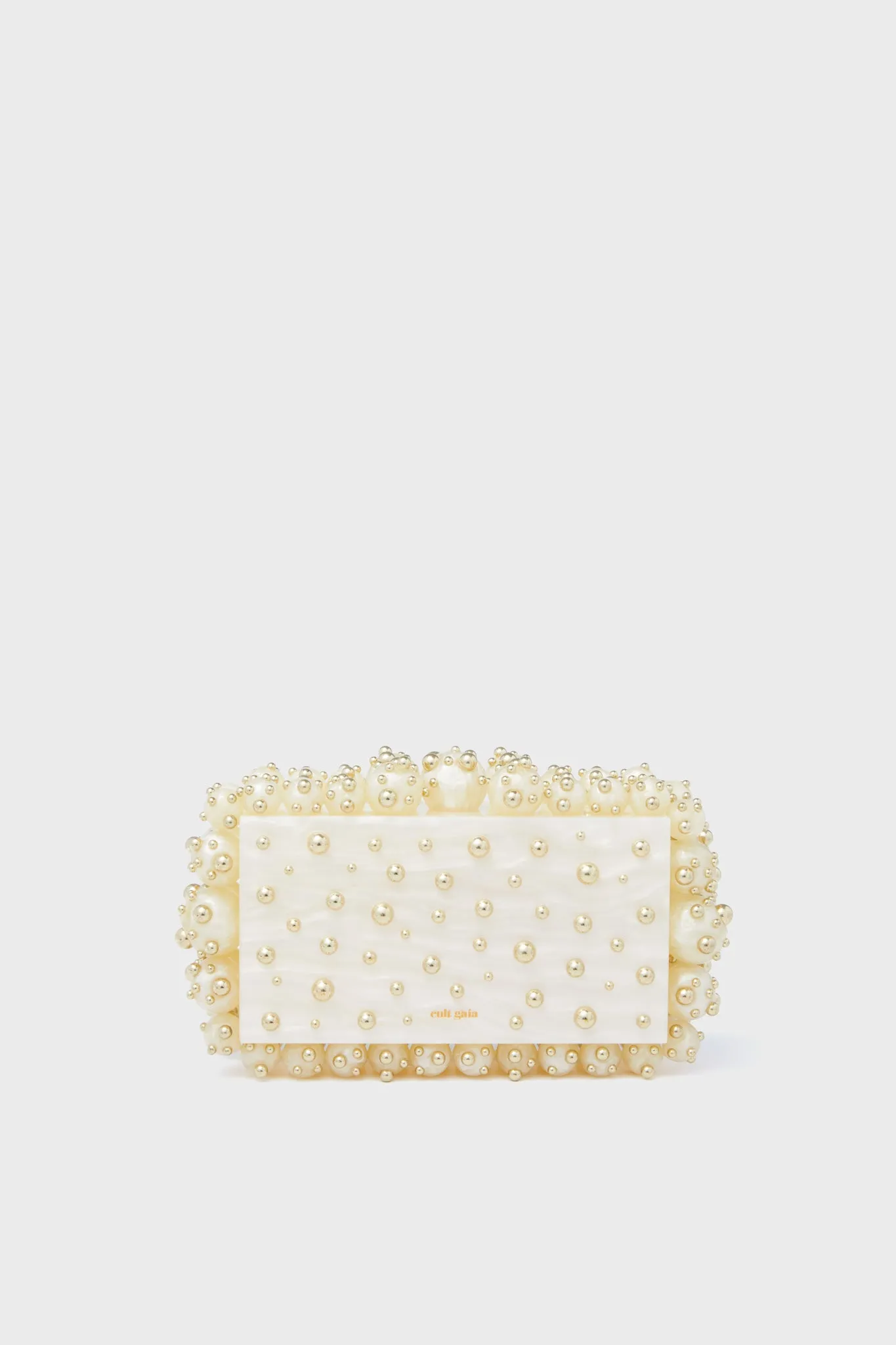 Ivory and Shiny Brass Eos Clutch