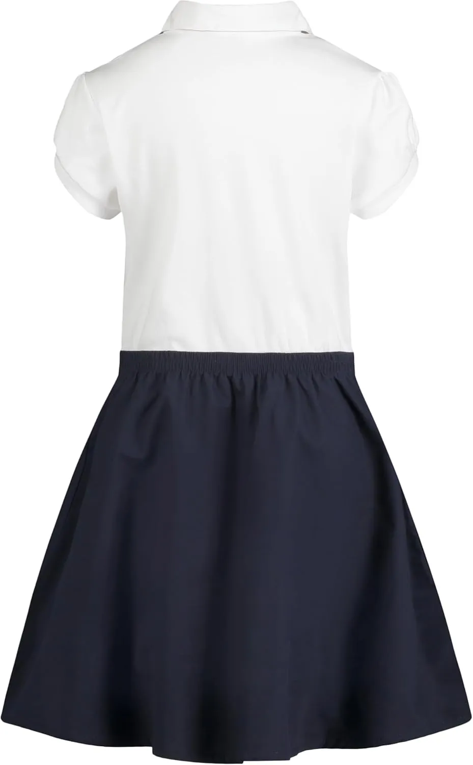 IZOD Girls' School Uniform Short Sleeve Polo Dress with Poplin Skirt & Pockets