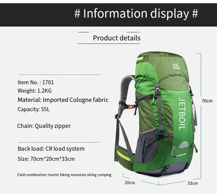 Jetboil Mountaineering Backpack, 55L Large Capacity